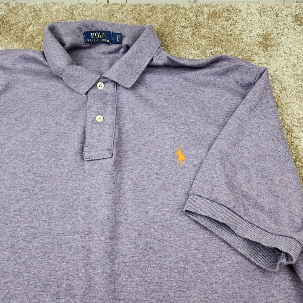 Polo Ralph Lauren Mens Large Purple Heathered Short Sleeve Cotton Polo Shirt